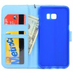 Wholesale Samsung Galaxy S6 Edge Plus Folio Flip Leather Wallet Case with Strap (Blue)